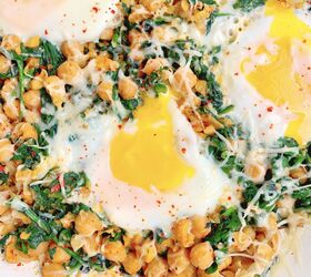 spinach chickpea and egg skillet