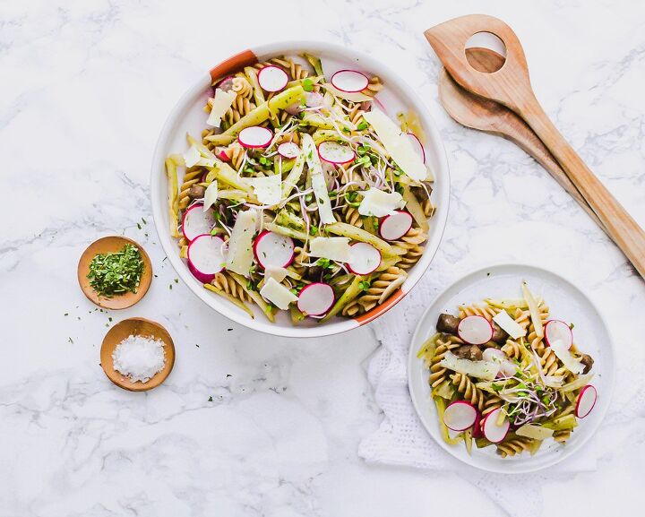 s 9 quick and easy pasta salad recipes, Roasted Fennel and Radish Summery Pasta Salad