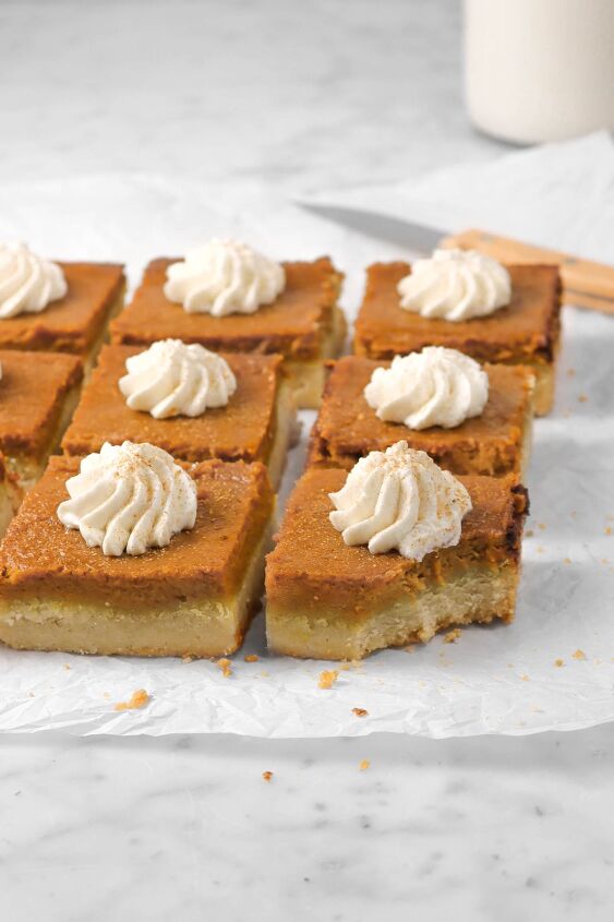 s 13 perfect pumpkin dessert recipes for fall, Pumpkin Pie Bars With Shortbread Cookie Crust