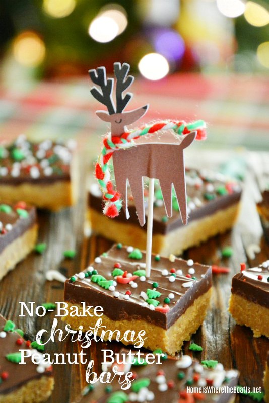 no bake christmas peanut butter bars