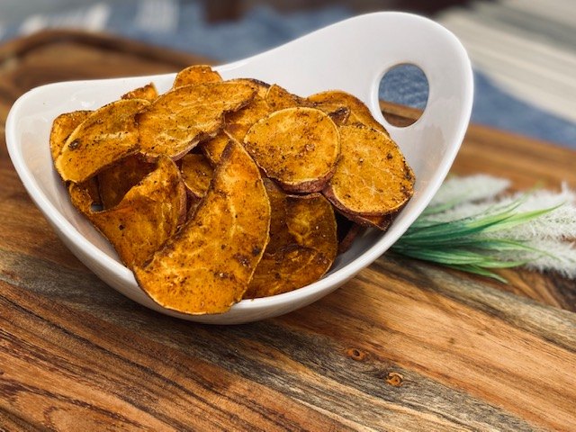s 8 easy potato thanksgiving side dish recipes, Baked Sweet Potato Chips