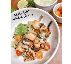 Grilled Chili-Lime Chicken Skewers and Tangy Yogurt Sauce