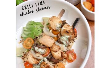 Grilled Chili-Lime Chicken Skewers and Tangy Yogurt Sauce