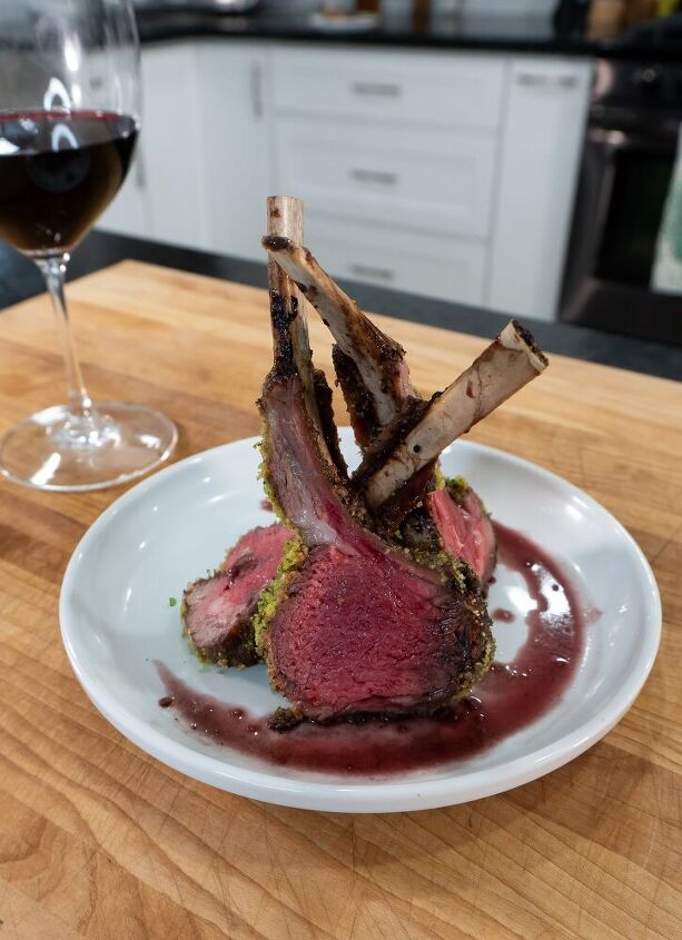 herb crusted rack of lamb with red wine sauce