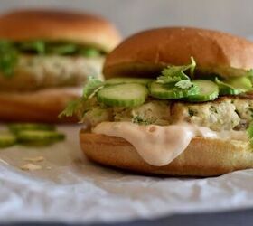 fresh asian salmon burgers two ways with a spicy ginger lime mayo