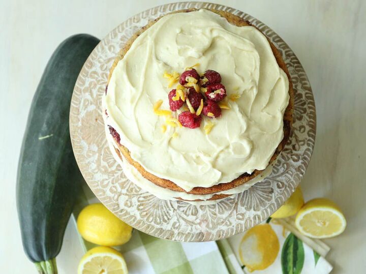 zucchini raspberry cake with lemon cream cheese frosting
