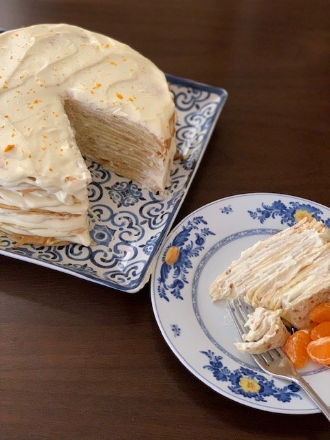 orange cream crepe cake