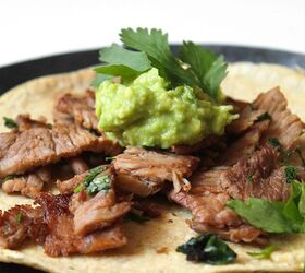 s 13 recipes to spice up taco tuesday dinners, Flank Steak Tacos Recipe With Avocado Crema f