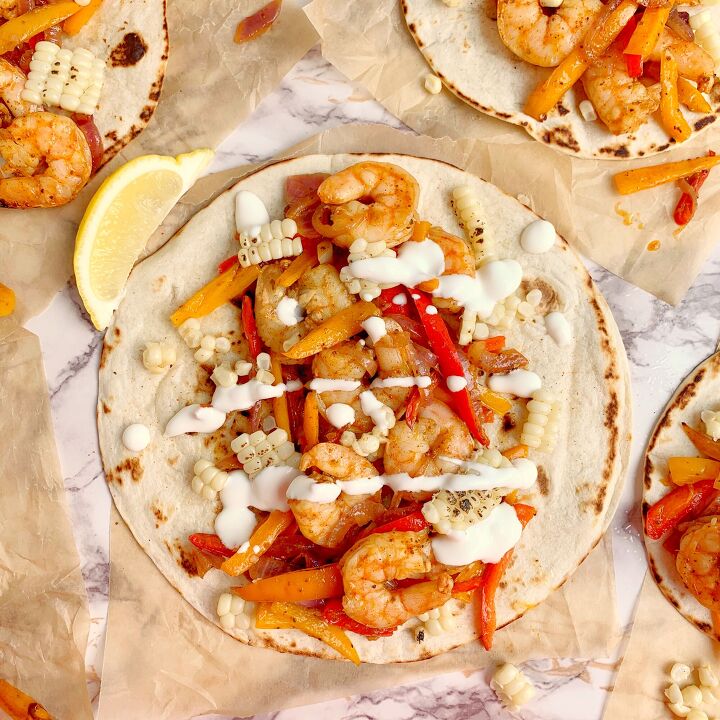 s 13 recipes to spice up taco tuesday dinners, Old Bay Shrimp Fajitas
