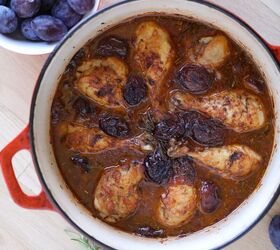 chicken braised in red wine and plums