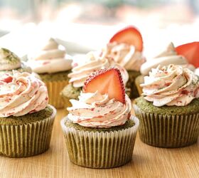 s 17 delightful cupcakes that will bring you joy, Strawberry Matcha Cupcake