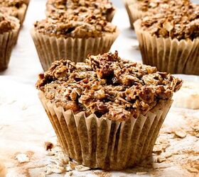 s 21 muffins recipes that will make an unbelievable breakfast, Banana Oat Muffin With a Crumble Oat Topping
