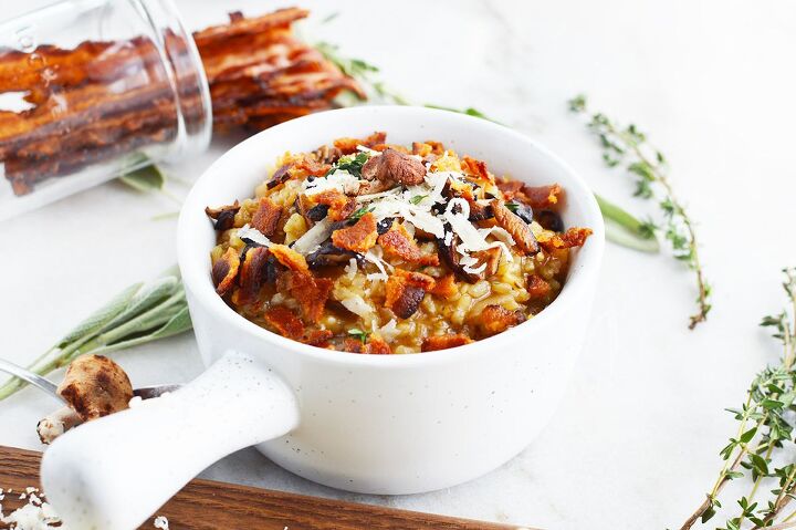 s 15 dinner recipes that make delicious leftovers, Mushroom Bacon Risotto Recipe