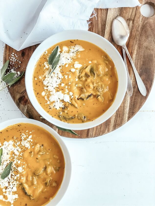 s 13 fall soups that are cozy and warm, Butternut Squash Soup With Italian Sausage an