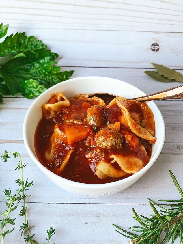 s 20 pasta recipes that the whole family will love, Mini Meatball Tortellini Soup Instant Pot