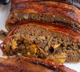 s 10 ways that bacon makes everything better, BBQ Bacon Wrapped Stuffed Meatloaf