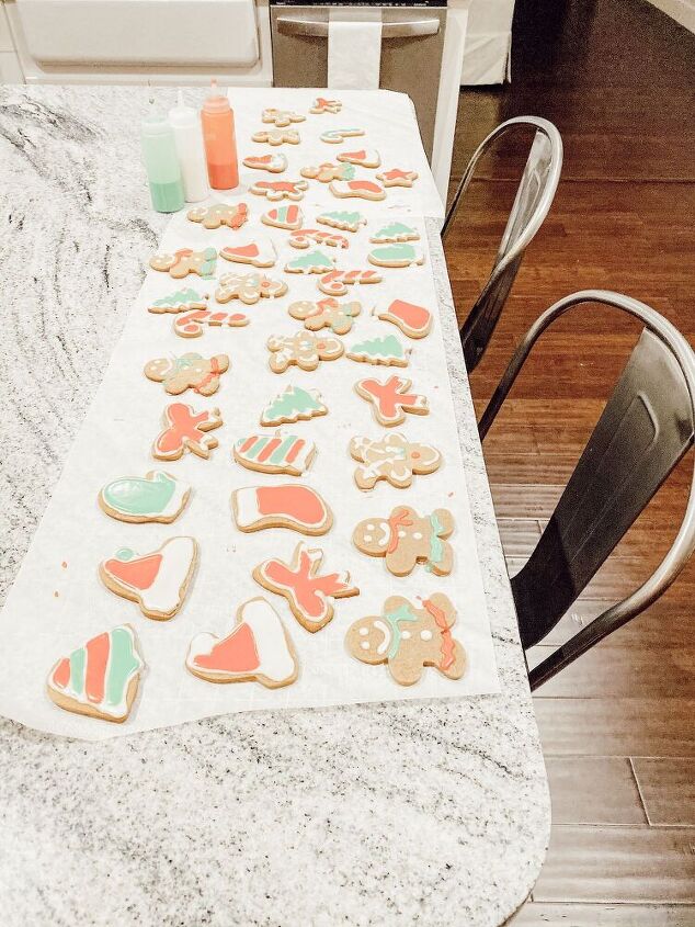 butterscotch gingerbread cookies, I let them dry on parchment paper after icing
