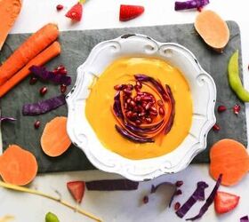 curried carrot ginger soup with sweet potatoes