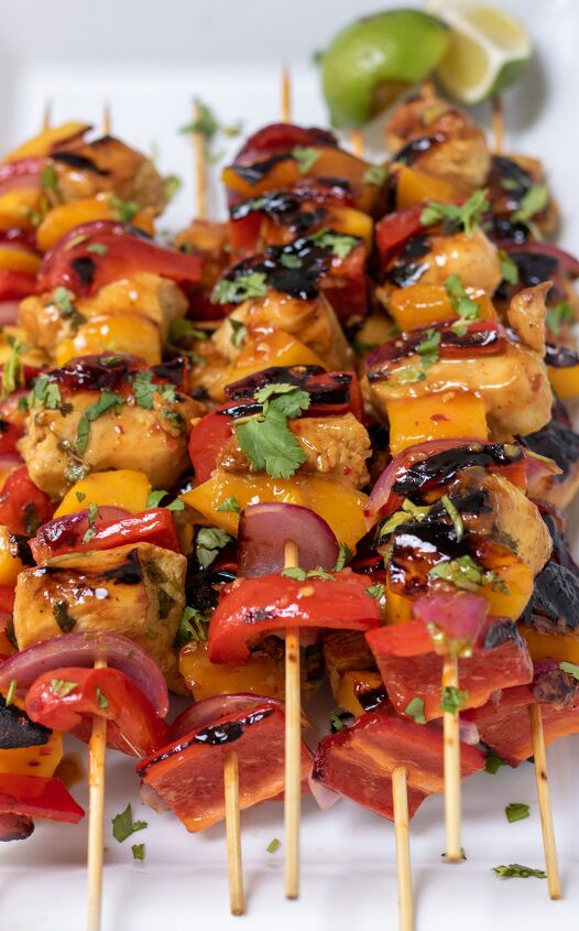s 13 fresh chicken recipes that ll change up your dinner rotation, Grilled Mango Chicken Kabobs