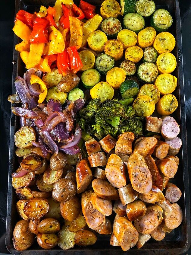sausage and veggie sheetpan mealprep lunches
