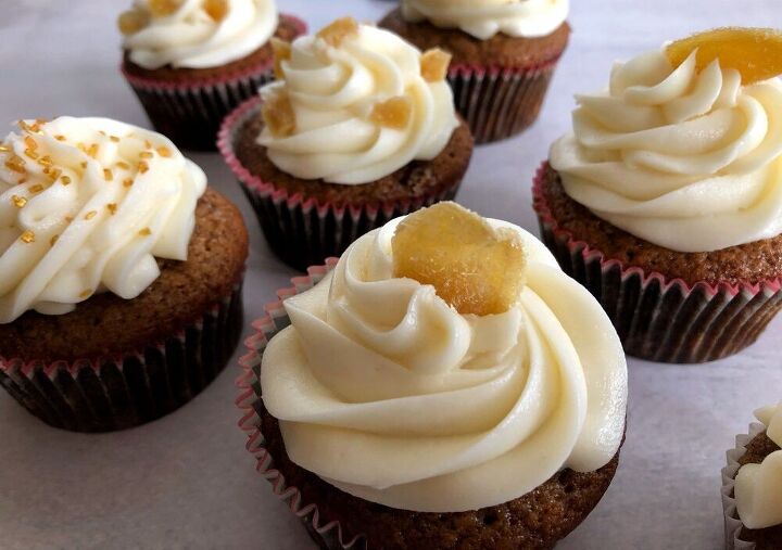 candied ginger cupcakes with cream cheese frosting