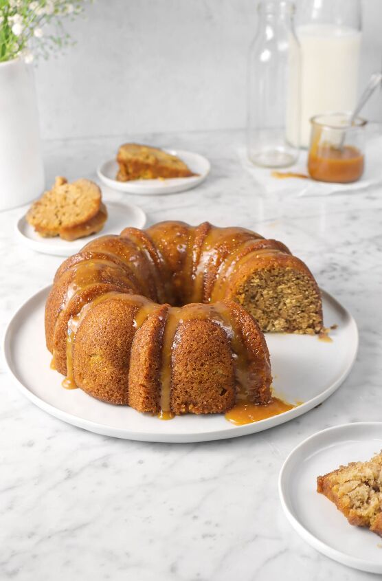 s 20 delicious treats for anyone who can t get enough caramel, Spiced Apple Bundt Cake With Caramel Drizzle