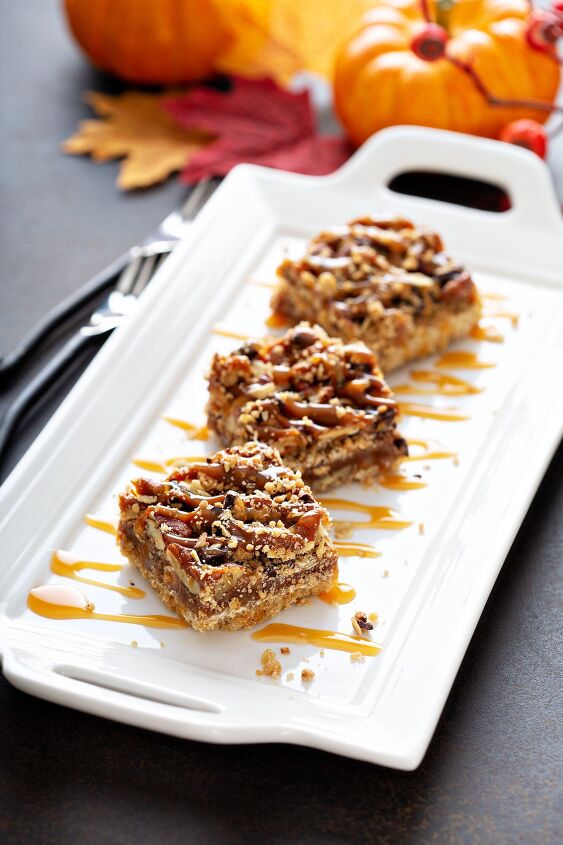 s 20 delicious treats for anyone who can t get enough caramel, Gooey Caramel Pecan Pie Bars