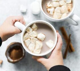 creamy hot cocoa with almond protein powder