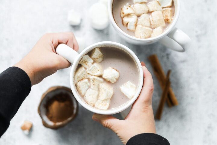 creamy hot cocoa with almond protein powder