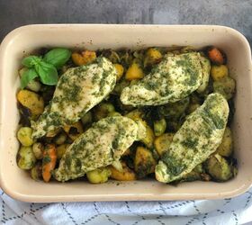 carrot greens pesto chicken and roasted vegetables