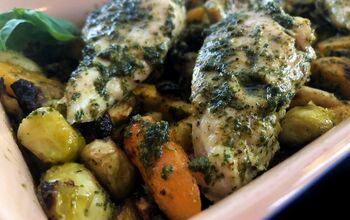 Carrot Greens Pesto Chicken and Roasted Vegetables