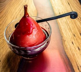 Pears Poached in Red Wine and Pomegranate Juice