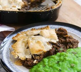 leftover beef and guinness pie with stuffing