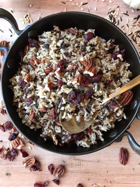 wild rice with pecans and cranberries