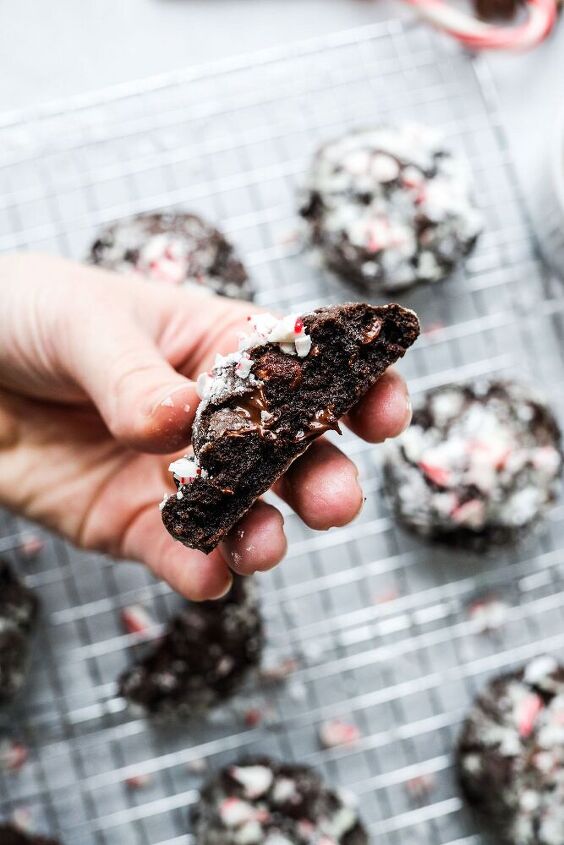 double chocolate peppermint crinkle cookies