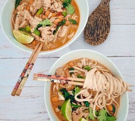 s 12 savory chicken soup recipes to keep you cozy all winter, Mexican Thai Chicken Noodle Soup