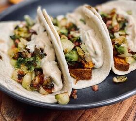 s 12 non intimidating ways to serve brussels sprouts, Sweet Potato Brussel Tacos