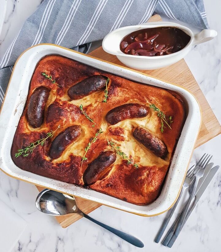 toad in the hole with caramelised red onion gravy