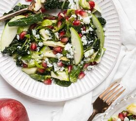 pomegranate apple and brussels sprouts salad with gorgonzola