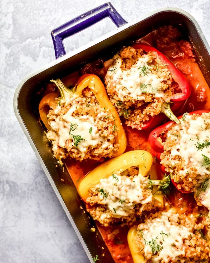s 12 delicious turkey recipes without cooking a whole bird, Turkey Parmesan Stuffed Peppers
