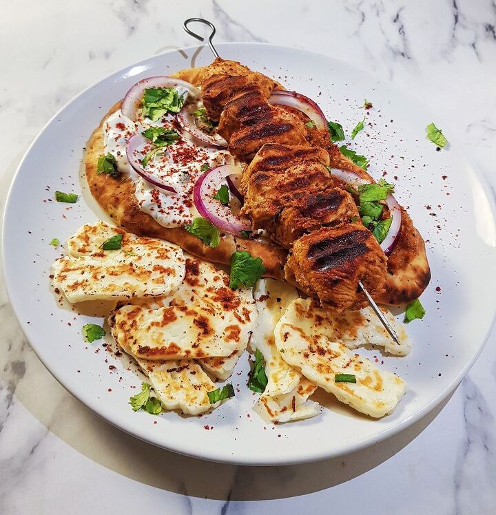turkish chicken kebab with spicy red pepper relish