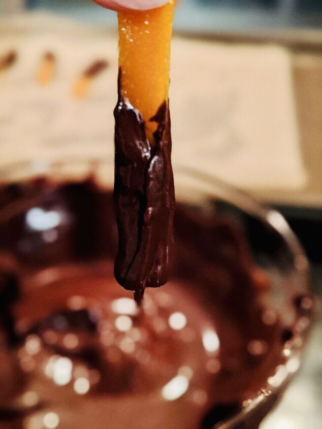orange strips dipped in chocolate