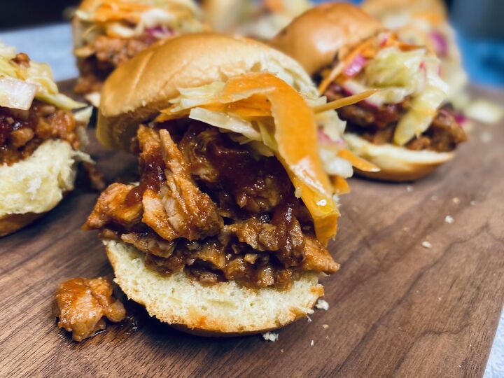 s 31 fun snacks and dishes to serve your team on game day, BBQ Sliders With Jalapeno Slaw