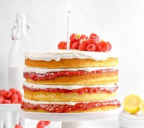 lemon and raspberry jam naked layer cake with chantilly cream