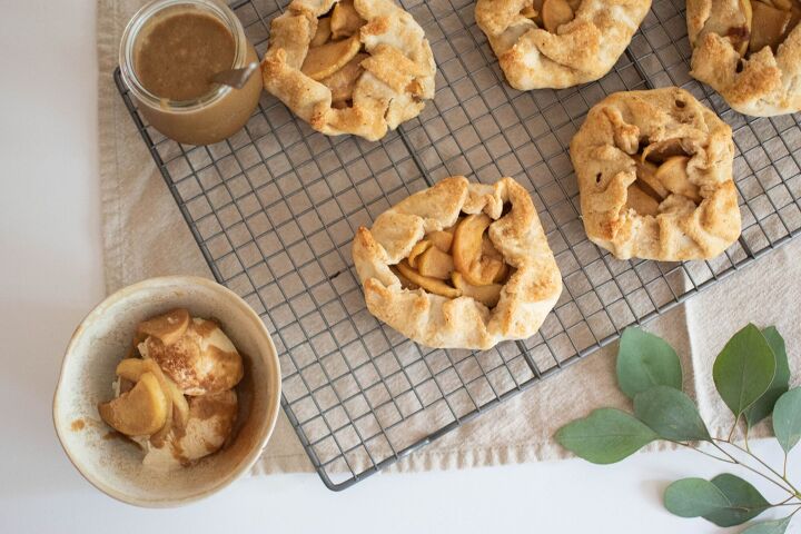 s 18 mini desserts that ll convince you to skip the pie this year, Rustic Mini Apple Galettes w Cinnamon Ice Cream