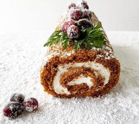 gingerbread cake roll with eggnog whipped cream