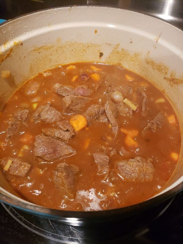 beef noodle stew in a pumpkin tureen