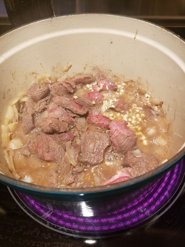 beef noodle stew in a pumpkin tureen