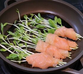 teriyaki salmon wrapped bean sprouts