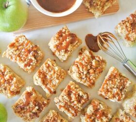 Apple Streusel Cheesecake Bars With Salted Caramel Drizzle